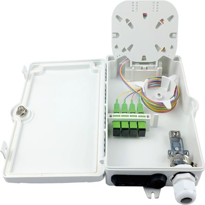 FTTH IP65 Outdoor 4 Cores Fiber Optic Termination Box met SC Connector Wall Mount Grijz