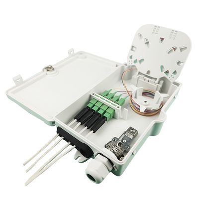 FTTH IP65 Outdoor 4 Cores Fiber Optic Termination Box met SC Connector Wall Mount Grijz