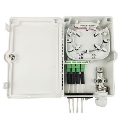 FTTH IP65 Outdoor 4 Cores Fiber Optic Termination Box met SC Connector Wall Mount Grijz