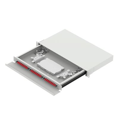 Grey 24 Port FC Type 1U optische glasvezelverspreidingspatchpanel voor FTTX in datacenters